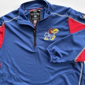 Kansas Jayhawks Franchise Club‎ ThermaTech 1/4 Zip Pullover M Medium Blue